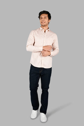 Peach Printed Casual Shirt Tim Paris