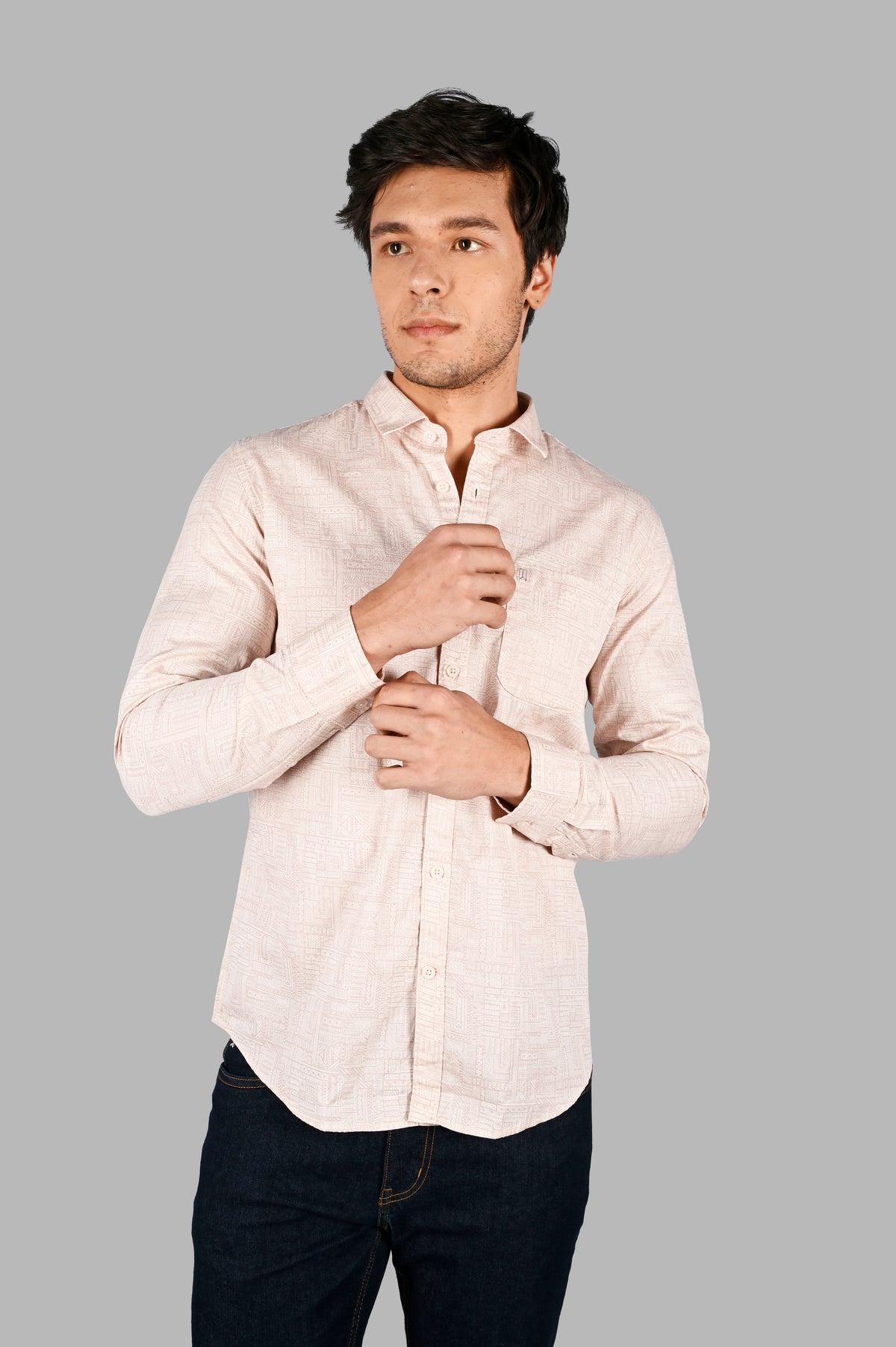 Peach Printed Casual Shirt