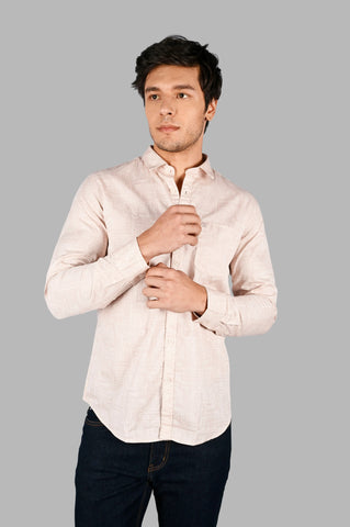Peach Printed Casual Shirt Tim Paris