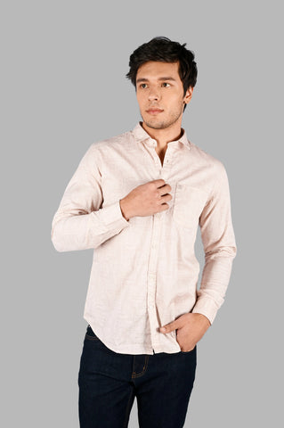 Peach Printed Casual Shirt Tim Paris