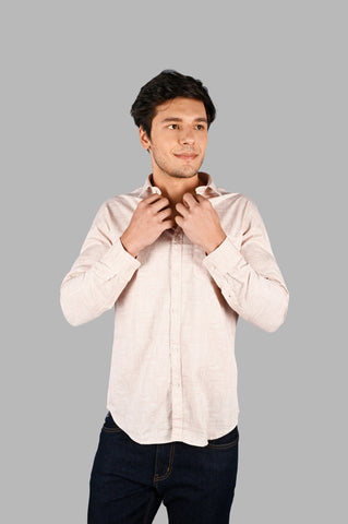 Peach Printed Casual Shirt Tim Paris