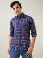 Navy Checkered Regular Fit Shirt TIM PARIS