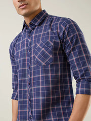 Navy Checkered Regular Fit Shirt TIM PARIS