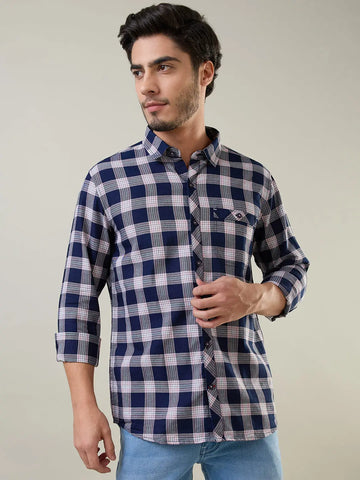 Pink Checkered Regular Fit Shirt TIM PARIS