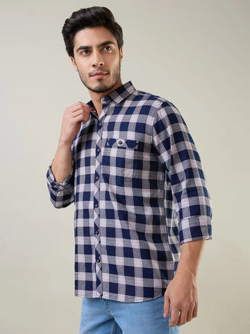 Pink Checkered Regular Fit Shirt TIM PARIS