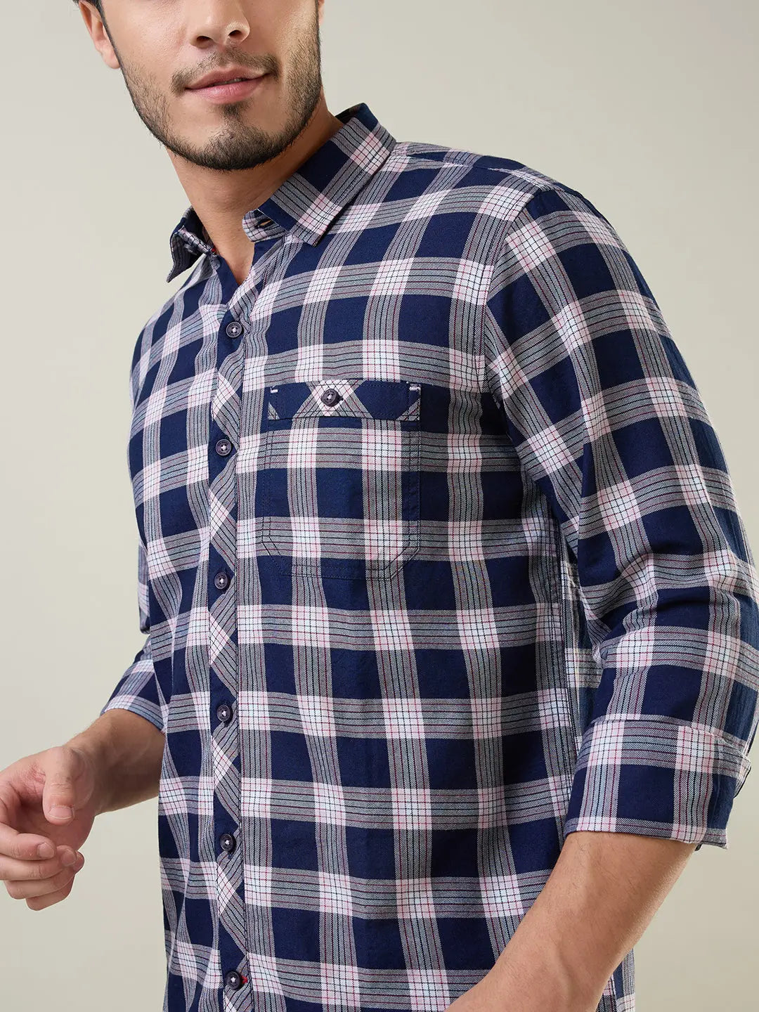 Pink Checkered Regular Fit Shirt TIM PARIS