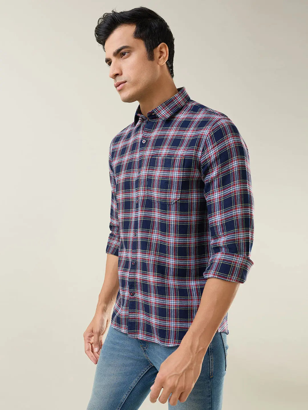 Red Checkered Regular Fit Shirt TIM PARIS