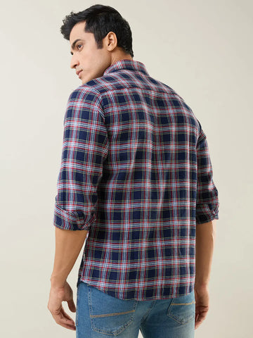 Red Checkered Regular Fit Shirt TIM PARIS