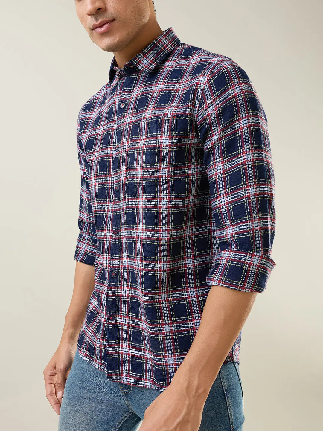 Red Checkered Regular Fit Shirt TIM PARIS