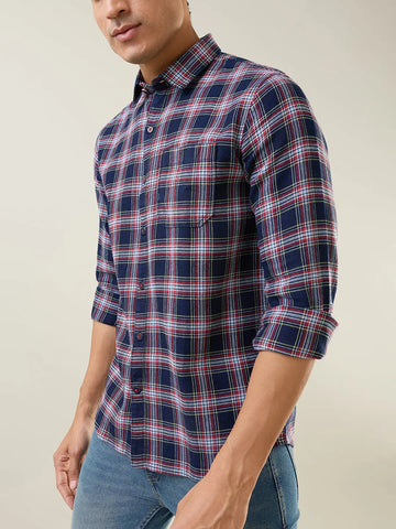 Red Checkered Regular Fit Shirt TIM PARIS