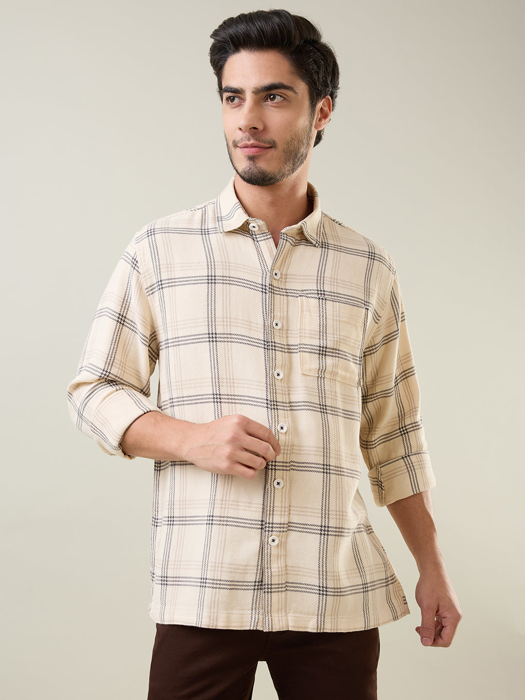 Off White Checkered Shirt