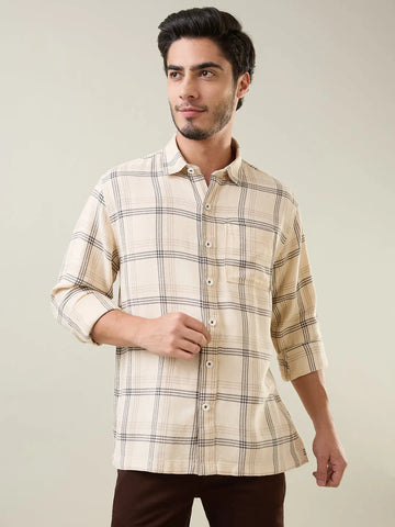 Off White Checkered Shirt Tim Paris
