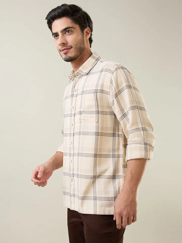 Off White Checkered Shirt Tim Paris