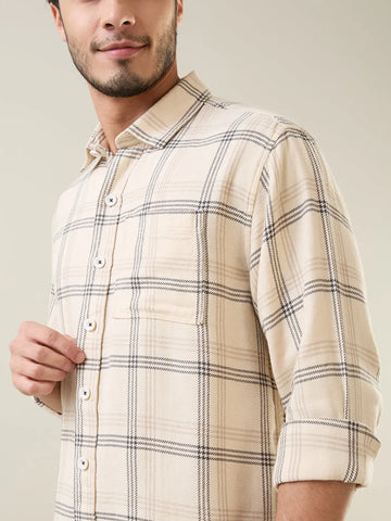Off White Checkered Shirt Tim Paris