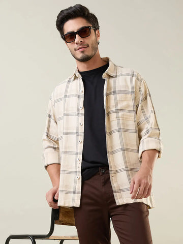 Off White Checkered Shirt Tim Paris