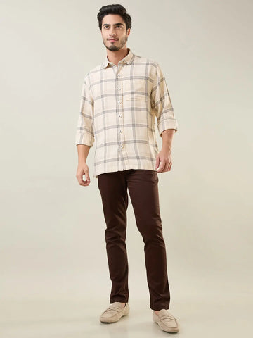 Off White Checkered Shirt Tim Paris