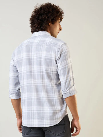 Grey Checkered Regular Fit Shirt TIM PARIS
