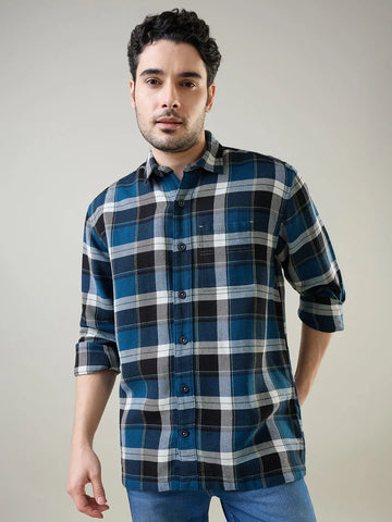 Blue Solid Regular Fit Shirt Tim Paris