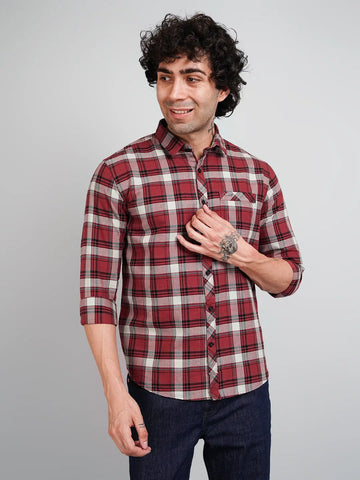 Maroon Check Shirt Tim Paris