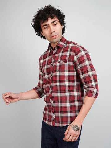 Maroon Check Shirt Tim Paris