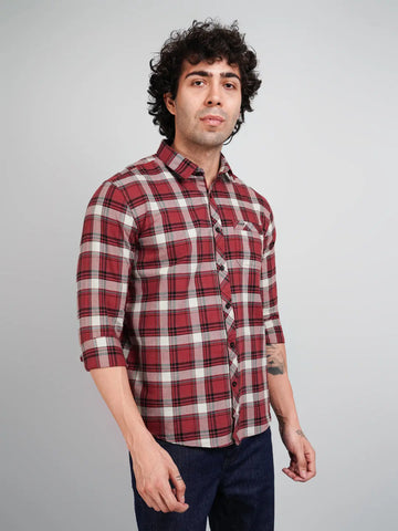 Maroon Check Shirt Tim Paris