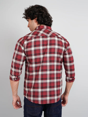Maroon Check Shirt Tim Paris