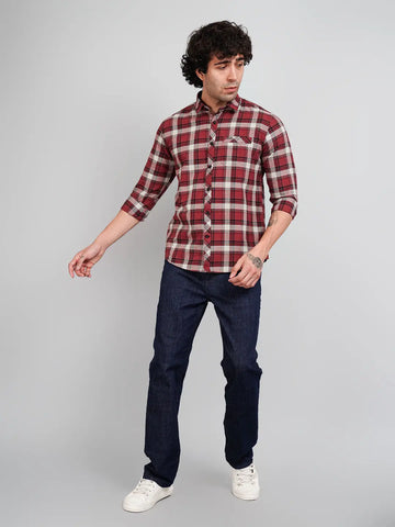 Maroon Check Shirt Tim Paris