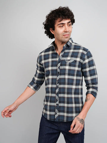 Teal Check Shirt Tim Paris