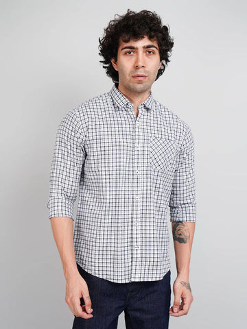 Blue Micro Checked Shirt Tim Paris