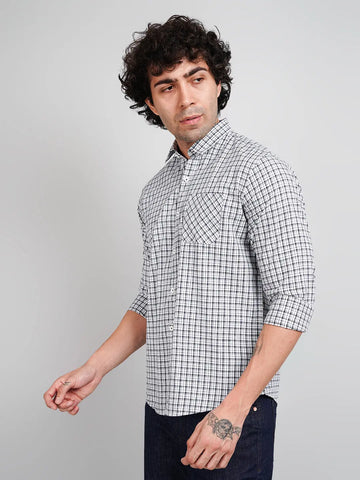 Blue Micro Checked Shirt Tim Paris