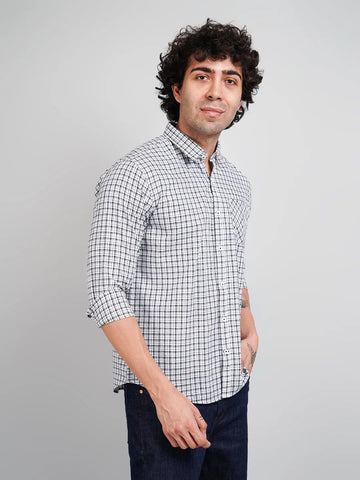 Blue Micro Checked Shirt Tim Paris