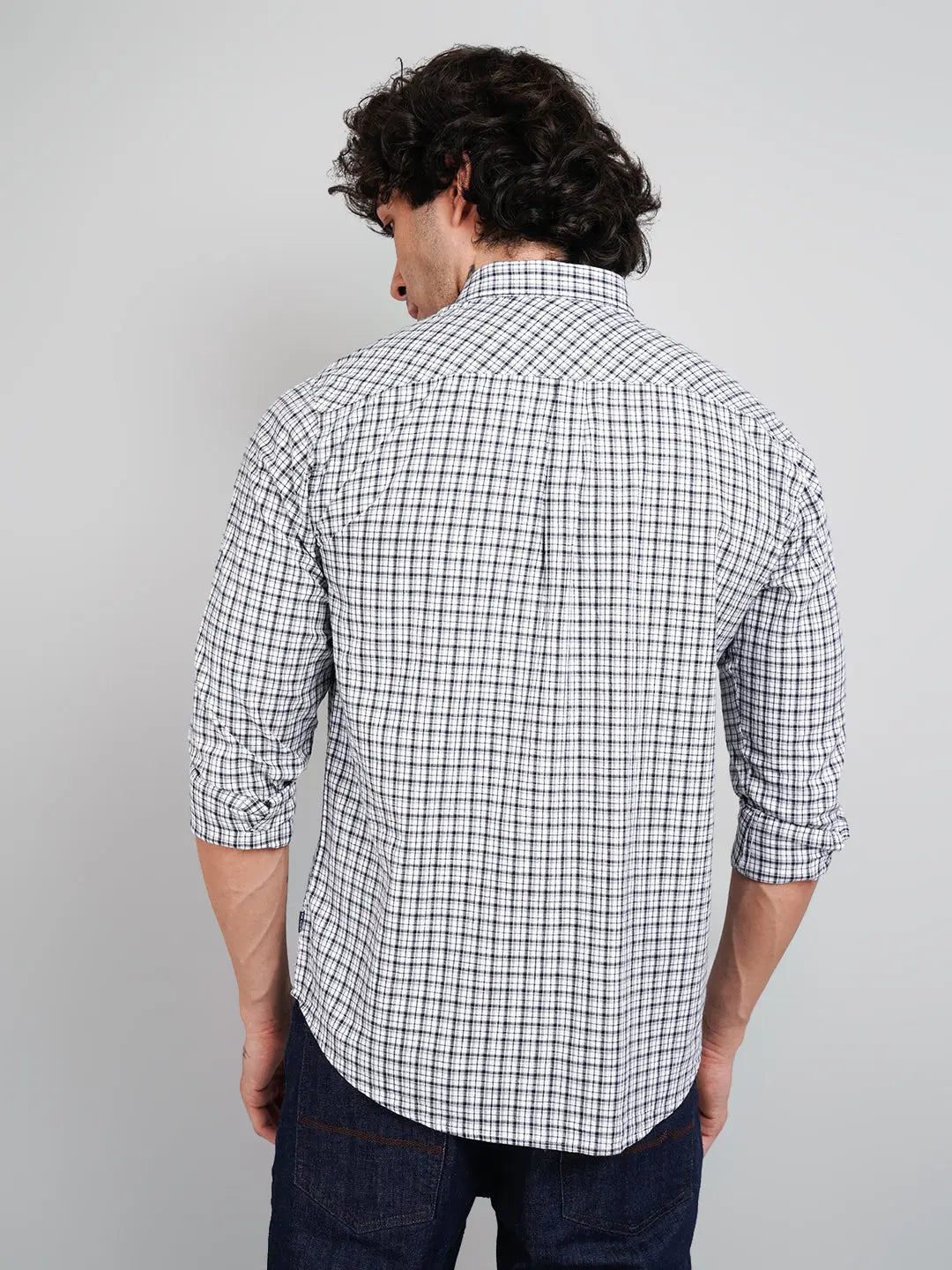 Blue Micro Checked Shirt Tim Paris