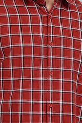 Rust Checkered Regular Fit Shirt