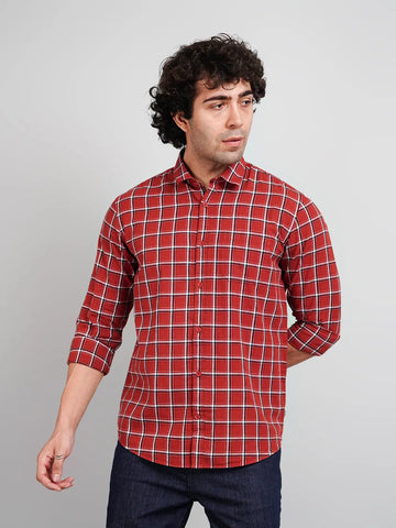 Rust Checkered Regular Fit Shirt TIM PARIS