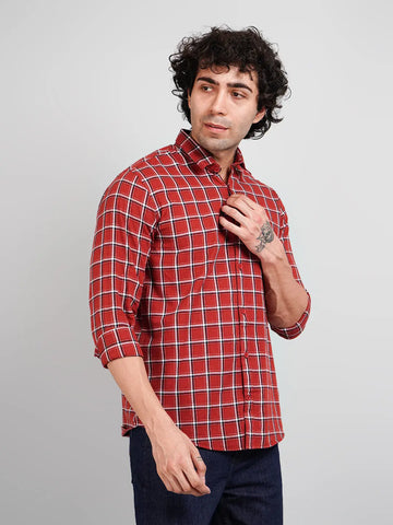 Rust Checkered Regular Fit Shirt TIM PARIS
