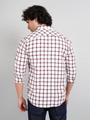Maroon Checks Regular Fit Shirt