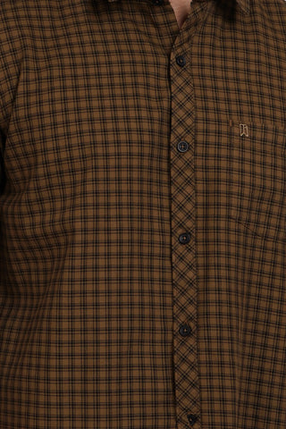 Brown Micro Checked Shirt Tim Paris