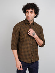Brown Micro Checked Shirt