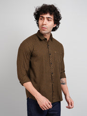 Brown Micro Checked Shirt