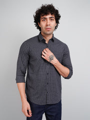Grey Micro Checked Shirt