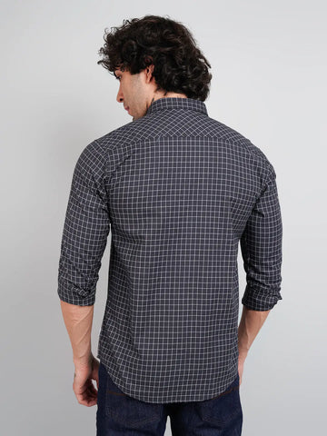 Grey Micro Checked Shirt Tim Paris