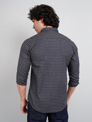 Grey Micro Checked Shirt