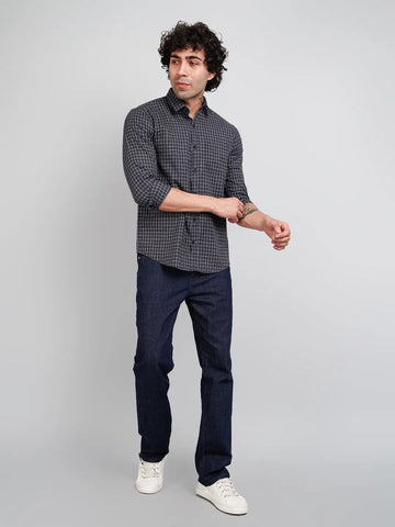 Grey Micro Checked Shirt Tim Paris