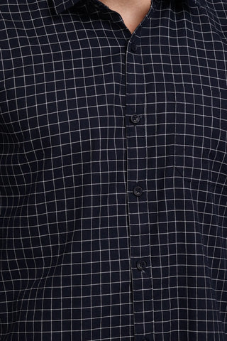 Navy Blue Check Shirt Tim Paris