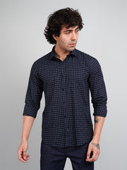 Navy Blue Check Shirt