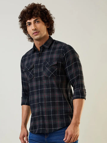 Green Checkered Regular Fit Shirt TIM PARIS