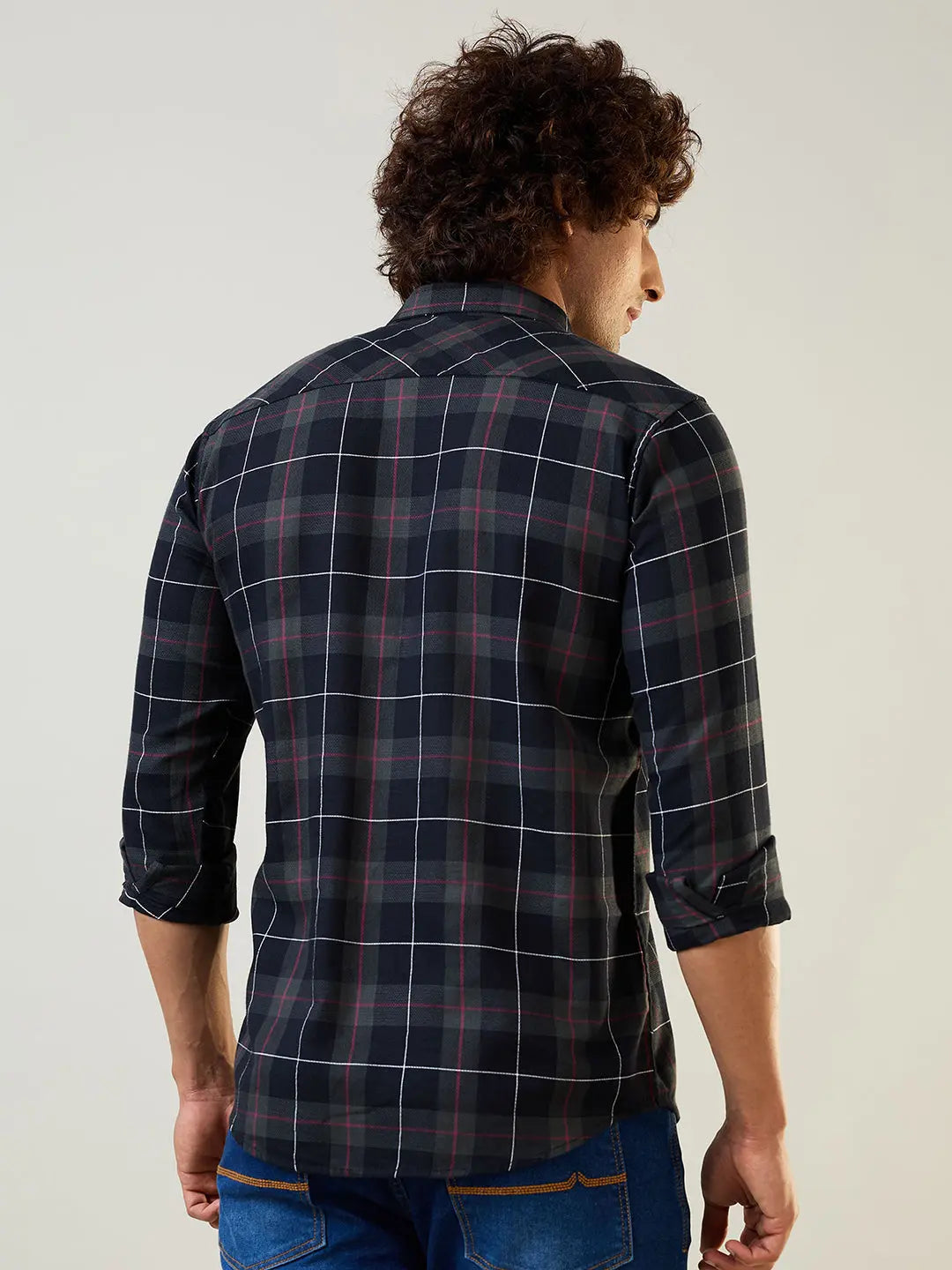 Green Checkered Regular Fit Shirt TIM PARIS