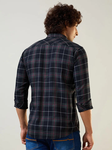 Green Checkered Regular Fit Shirt TIM PARIS