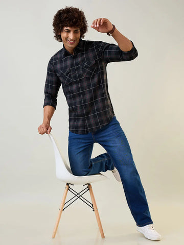 Green Checkered Regular Fit Shirt TIM PARIS