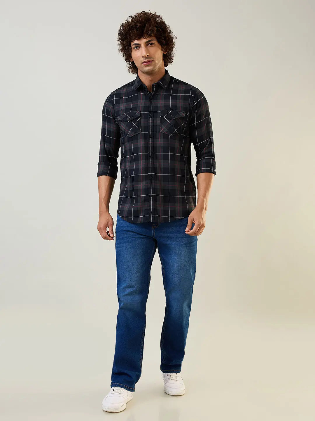 Green Checkered Regular Fit Shirt TIM PARIS